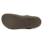 view of zero drop outsole of cedar demi barefoot boots in dark brown showing tread pattern