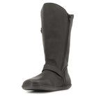 black barefoot boots with inside zip on white background