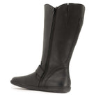 black barefoot boots showing zip and calf gusset on white background