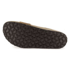 outsole of tan oak & hyde clover sandals showing textured tread pattern