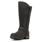 Inner side view of black Crest 2 wide calf tall boots showing zip fastening