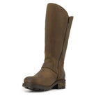 Inner side view of dark brown Crest 2 wide calf boots showing zip fastening