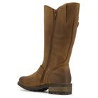 inside angled view of crest 2 tall boots in cognac showing full inside zip