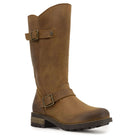 Outer side view of Crest 2 tall boots in Frexio cognac highlighting ankle buckle