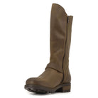 Inner side view of dark brown Crest 2 tall boots showing smooth leather and zip