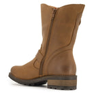 Side view of cognac Crest Demi 2 ankle boots showing zip fastening