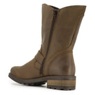 Inner side view of dark brown Crest Demi 2 ankle boots showing zip fastening
