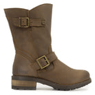 Inner side view of dark brown Crest Demi 2 ankle boots showing zip fastening
