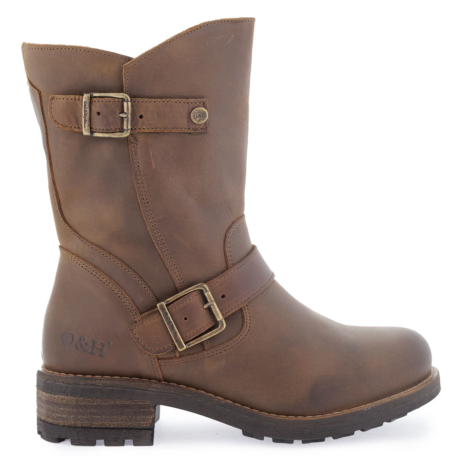 Inner side view of dark brown Crest Demi 2 ankle boots showing zip fastening