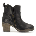 side profile view of Eastside western boots in black showing outside zip detail