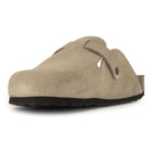 front on angle of womens gibraltar 2 clogs in beige showing strap fastening