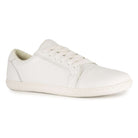 angled image of white barefoot trainers showing laces on white background