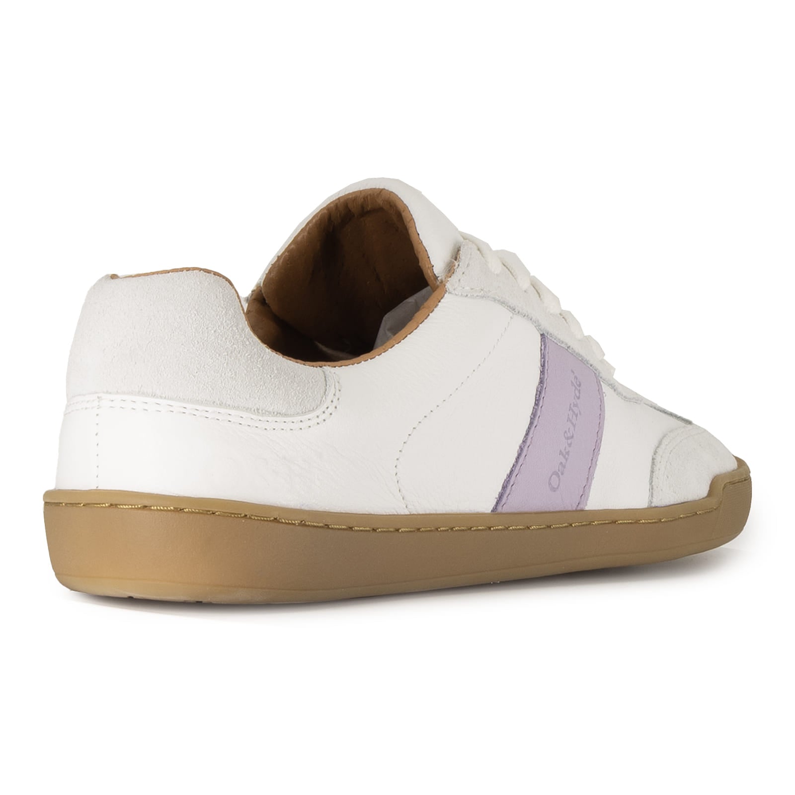 rear view of white lilac barefoot trainers on white background