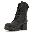 angled inside view of black kensington 2 boots showing front of toe and collar