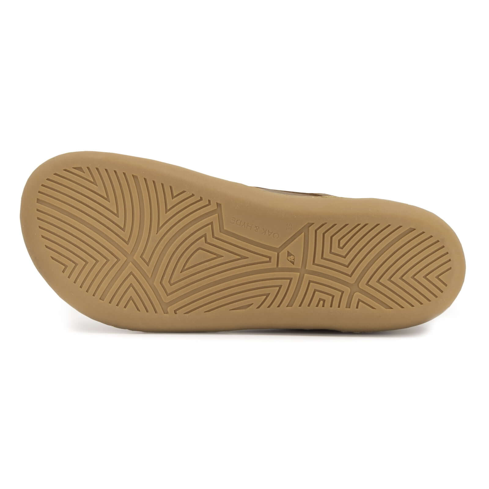 zero drop gum coloured outsole of maple mid brogue barefoot boots showing tread pattern