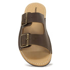 front top down view of mens acacia barefoot sandals showing toe shape