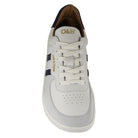 view of the mens larch barefoot trainer in white showing the toe box shape