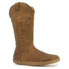 Side angle of a brown leather barefoot cowboy boot on a white background