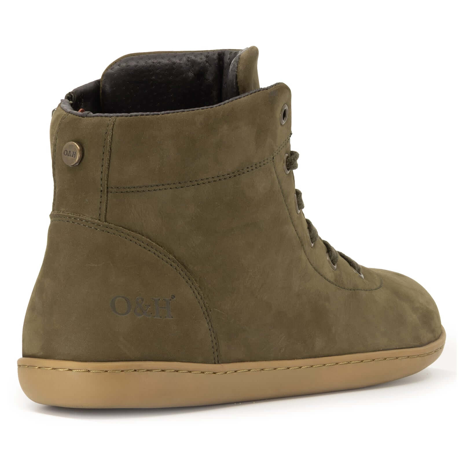 green nubuck barefoot boot on a white background