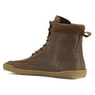 inside angle of mens redwood boots in brown showing collar and gum outsole