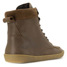 heel view of redwood boots in brown showing O&H branding and back of boots