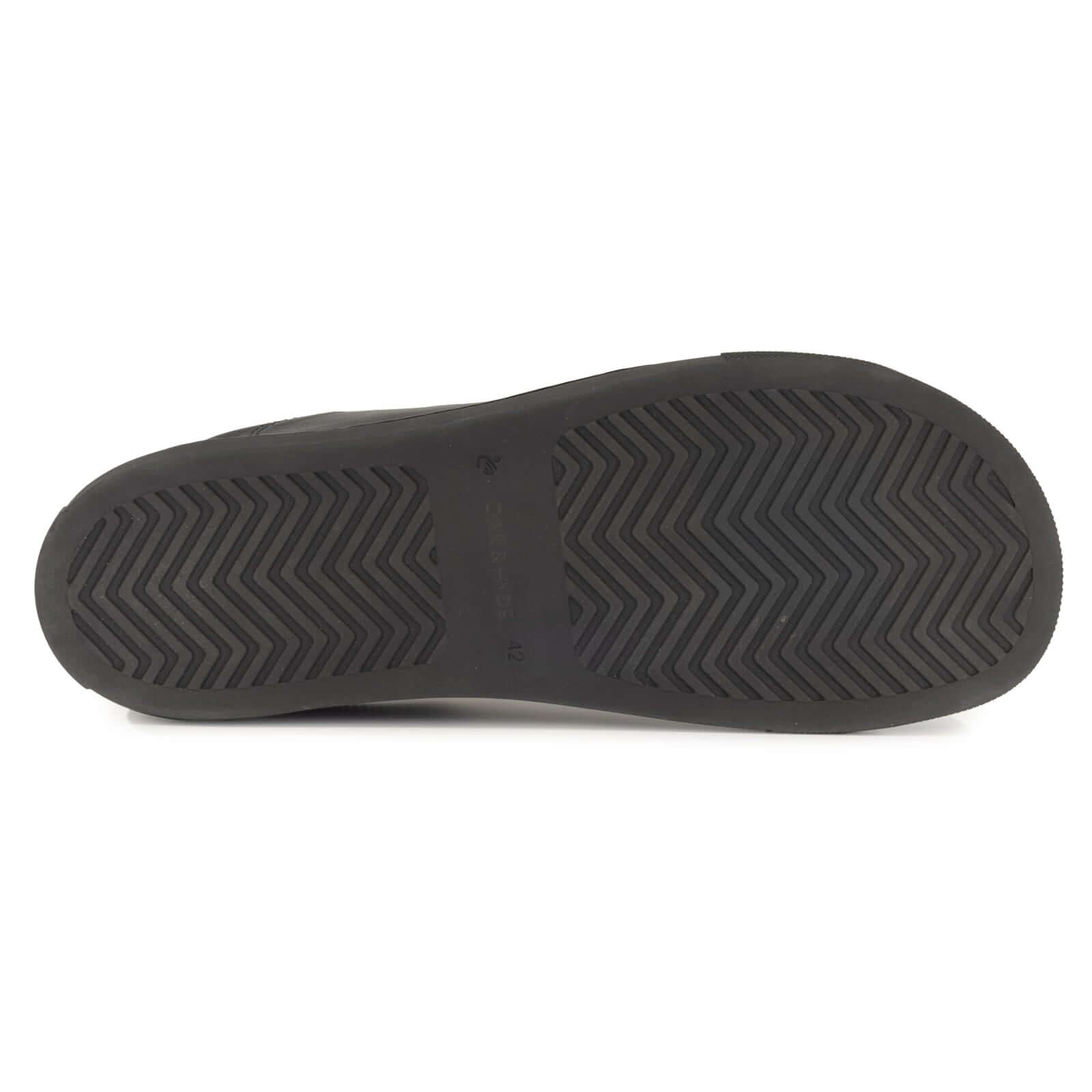 Black zero drop outsole on white background