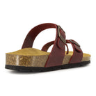 rear angle view of red oak & hyde savannah 2 sandals showing heel strap and cork sole