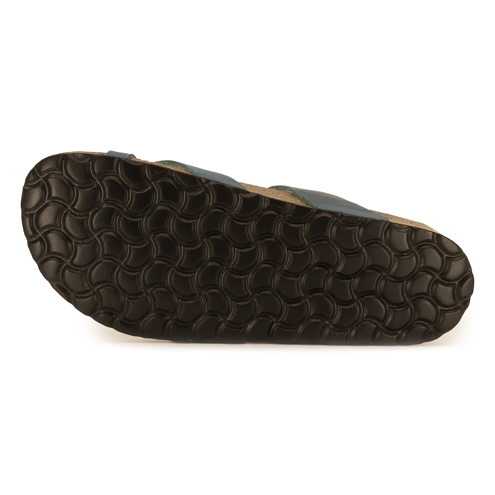 outsole of turquoise oak & hyde savannah 2 sandals showing textured tread pattern