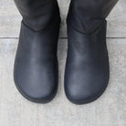 top down view of sycamore 2 black barefoot boots showing toe shape