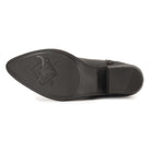 black outsole of cowboy boots on white background