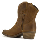 view of texan ankle boots showing inside zip and heel