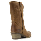 rear view of texan lo cowboy boots showing heel detail and back seam