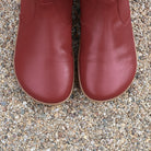 top down view of willow 2 chelsea boots in red showing the toe box shape