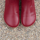 top down view of willow 2 chelsea boots in red showing the toe box shape