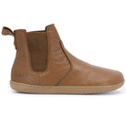 side angle of brown barefoot Chelsea boots on a white background