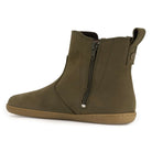 inside angled view of green willow zip barefoot boots showing zip detail