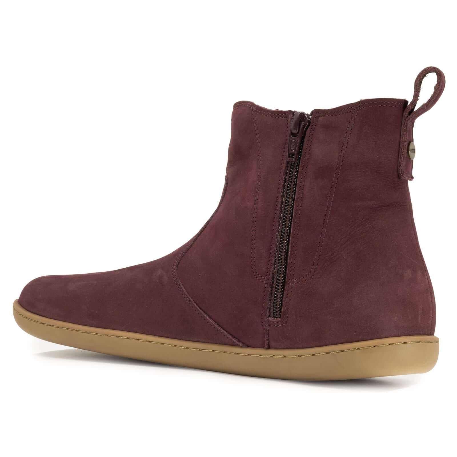 inside angled view of willow zip barefoot Chelsea boots showing inside zip