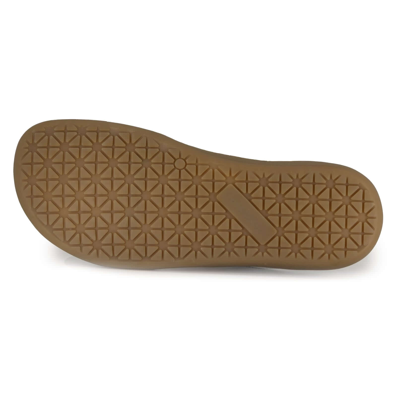 zero drop outsole of white trainer showing tread pattern on white background